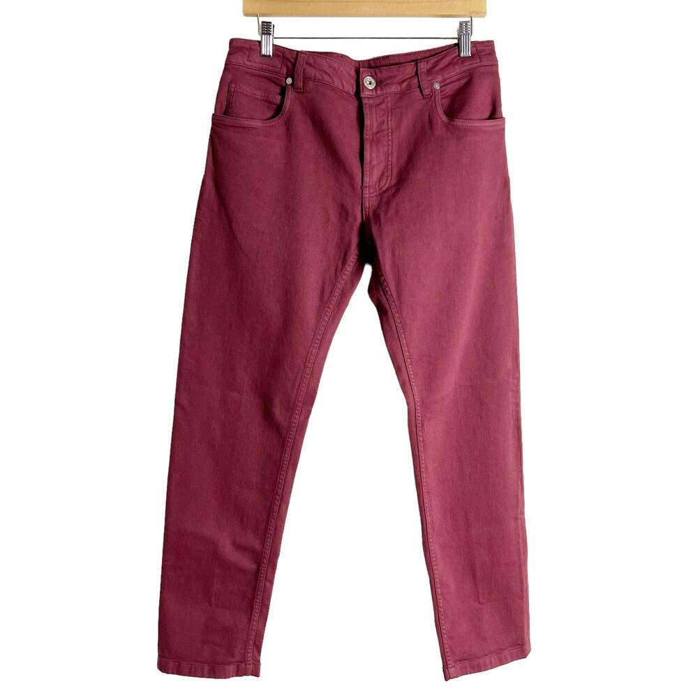 Eleventy Men’s Red Slim Fit 5-Pocket Pants Size 33